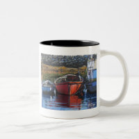 Textile Art Boat Coffee Mug