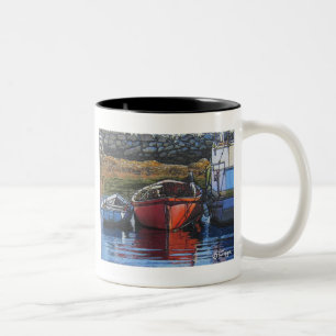 Textile Art Boat Coffee Mug