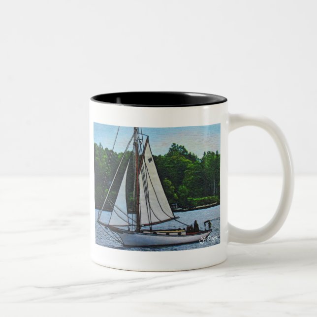 Textile Art Boat Coffee Mug (Right)