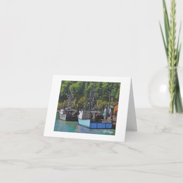 Textile Art Boat Notecard (Front)