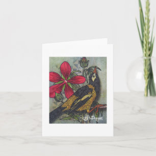 Textile Art Carte pour notes d'oiseaux