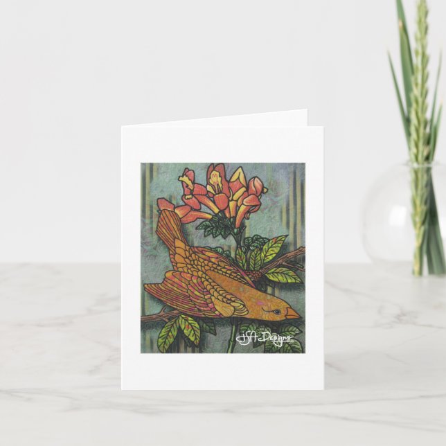 Textile Art Carte pour notes d'oiseaux (Devant)