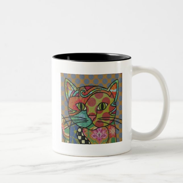 Textile Art Cat Café Mug (Droit)