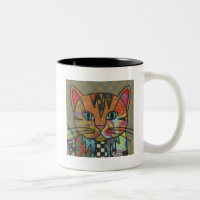 Textile Art Cat Coffee Mug
