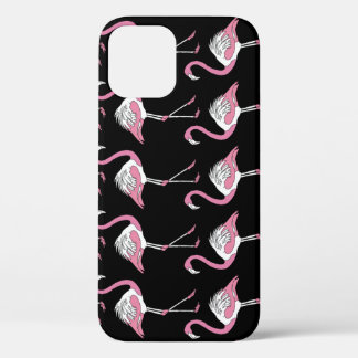 Textile Black Flamingo Background Pattern iPhone 12 Case