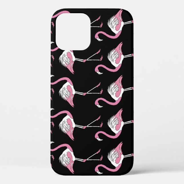 Textile Black Flamingo Background Pattern Case-Mate iPhone Case (Back)