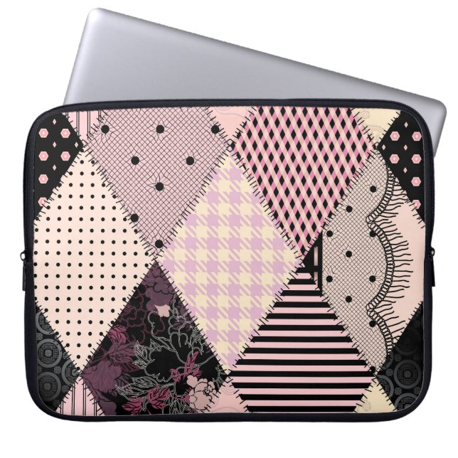 Textile Lingerie: Patchwork Vintage Pattern Laptop Sleeve (Front)