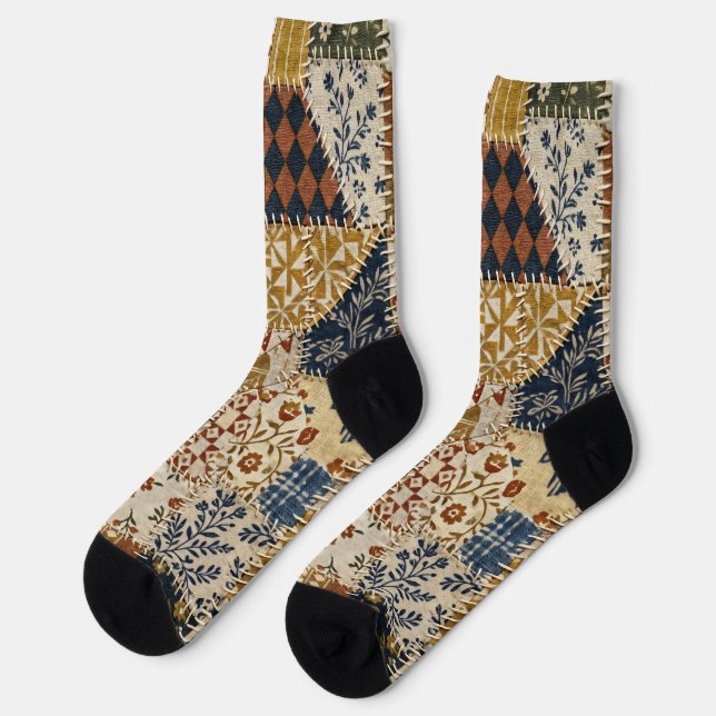 Textile mosaic in vintage style. socks (Left)
