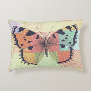 Textile Patchwork Butterfly Print Accent Pillow