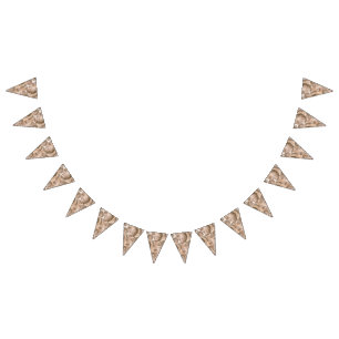 Textile pattern featuring a textured beige backgro bunting flags