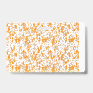 Textile pattern featuring a vibrant orange and gol badge
