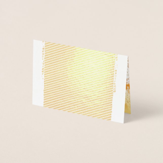Textile pattern featuring a vibrant orange and gol foil card (Front)