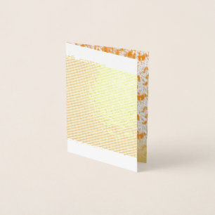Textile pattern featuring a vibrant orange and gol foil card
