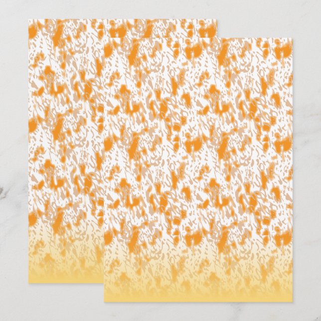 Textile pattern featuring a vibrant orange and gol invitation (Front/Back)