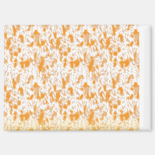 Textile pattern featuring a vibrant orange and gol magnet