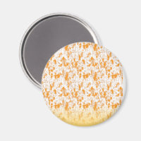 Textile pattern featuring a vibrant orange and gol