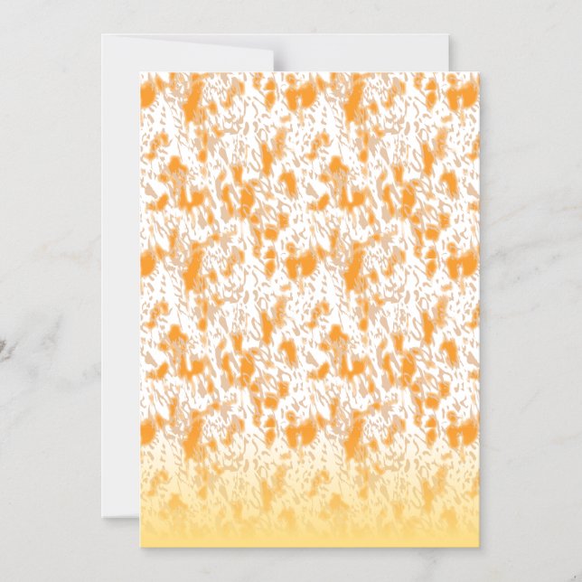 Textile pattern featuring a vibrant orange and gol magnetic invitation (Front)