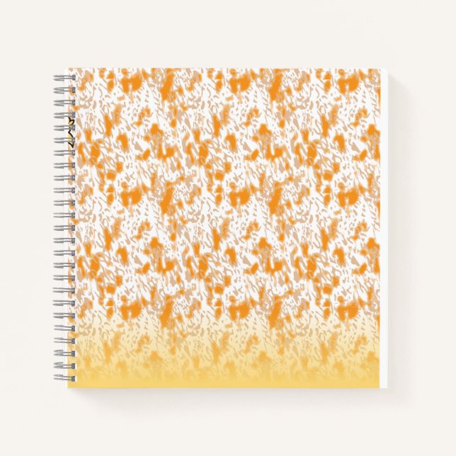 Textile pattern featuring a vibrant orange and gol notebook (Front)