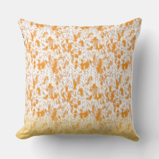 Textile pattern featuring a vibrant orange and gol throw pillow (Front)
