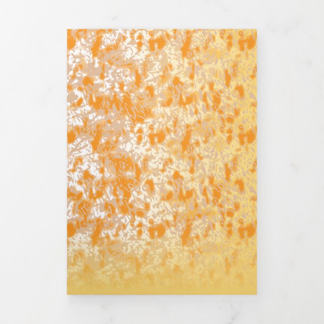 Textile pattern featuring a vibrant orange and gol Tri-Fold invitation (Cover)