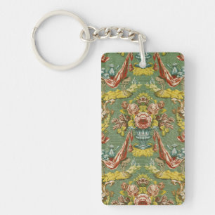 Textile with a repeating floral motif keychain
