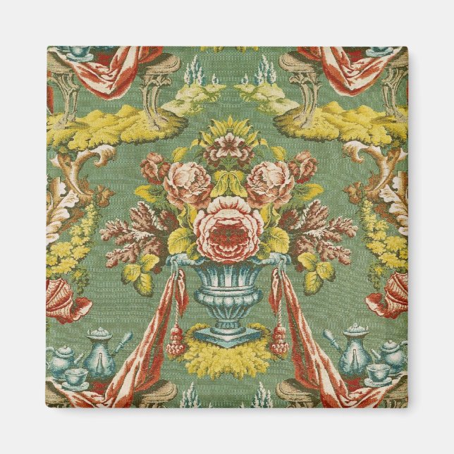 Textile with a repeating floral motif magnet (Front)