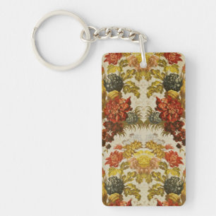 Textile with a repeating floral pattern keychain