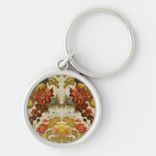 Textile with a repeating floral pattern keychain