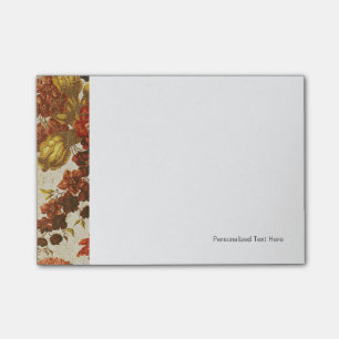 Textile with a repeating floral pattern post-it notes