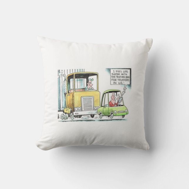 Texting and Driving Throw Pillow (Front)