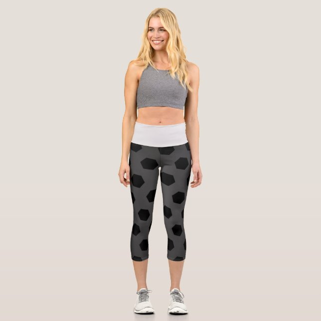 Texture And White  Capri Leggings (Front)