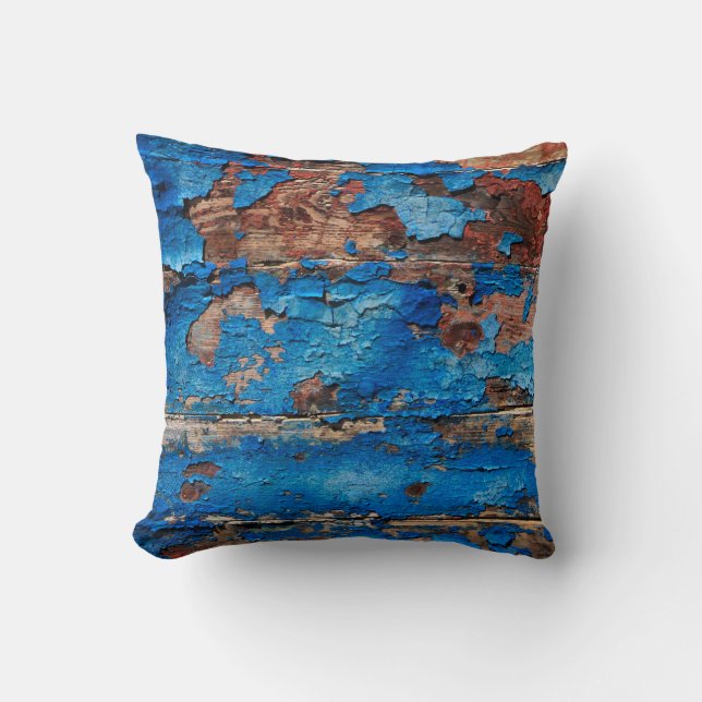 Texture background blue wood throw pillow (Front)