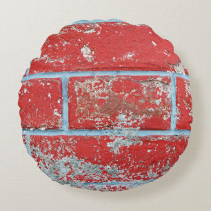 Texture background surface wallpaper red blue bric round pillow