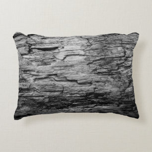 Texture black and white wood tree accent pillow