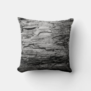Texture black and white wood tree throw pillow