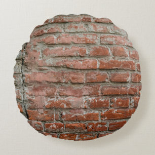 Texture. Brick. Wall. A background with attritions Round Pillow