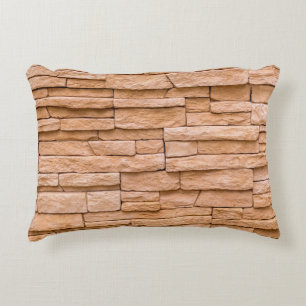 texture brick wall beige close up accent pillow