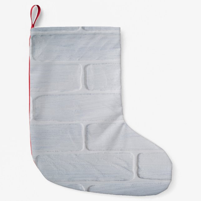 Texture brick wall white paint small christmas stocking (Front)