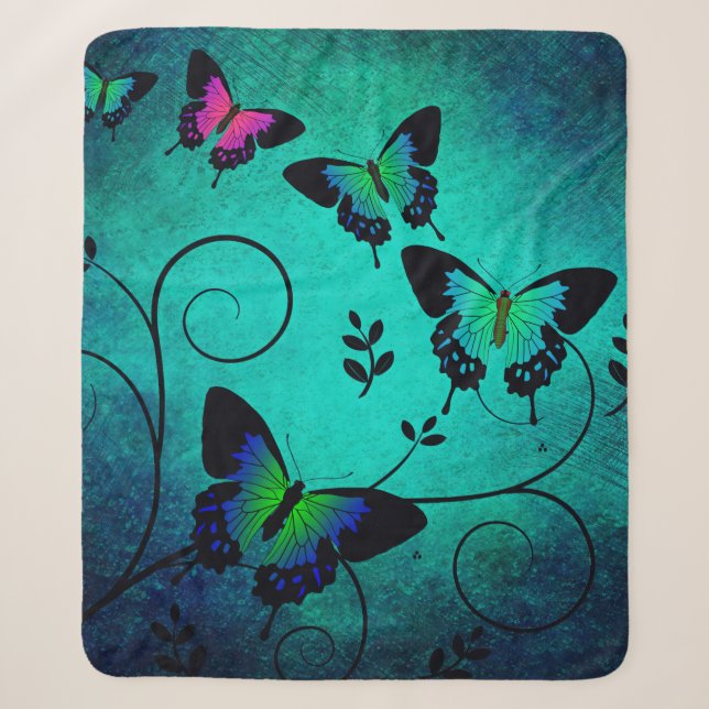 Texture butterflies background sherpa blanket (Front)