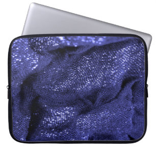 Texture. Dark blue fabric. Decorative background f Laptop Sleeve