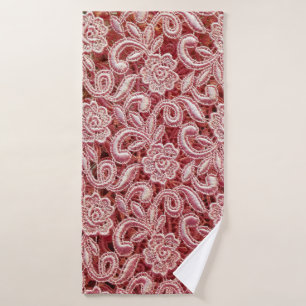 Texture de dentelle rose fine avec vin magnifique