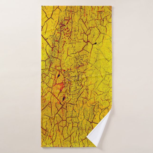 Texture de la vieille peinture jaune craquelé abst (Serviette de bain)