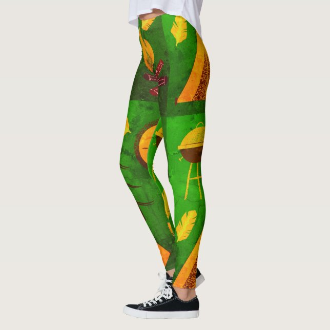 Texture Effet Camping vert Leggings (Gauche)