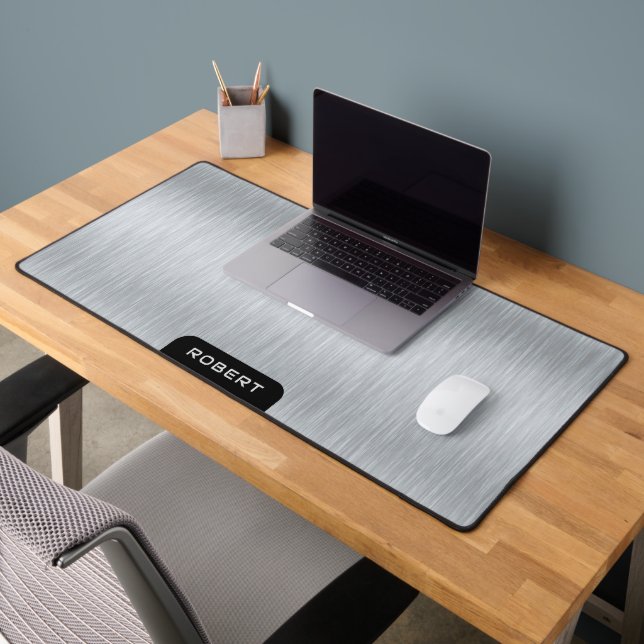 Texture en aluminium brossé gris argent minimalist (Bureau 2)