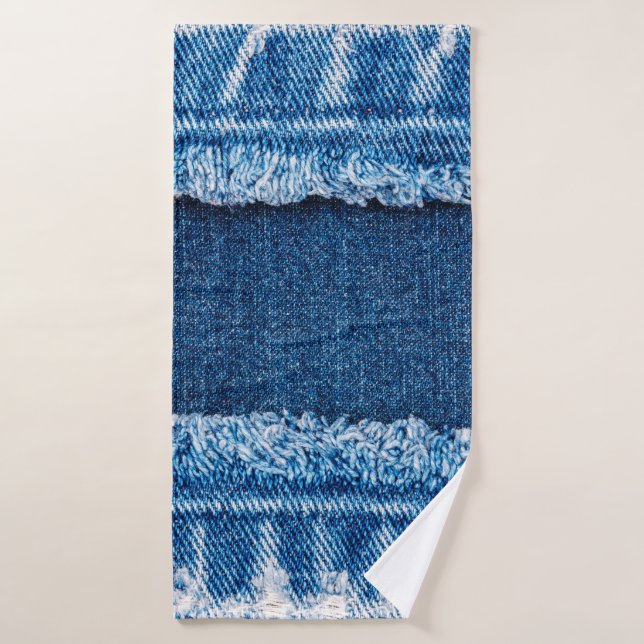 Texture en tissu de jean denim bleu (Serviette de bain)