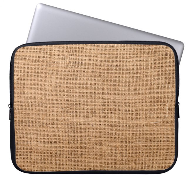 Texture fabric burlap background laptop sleeve (Front)