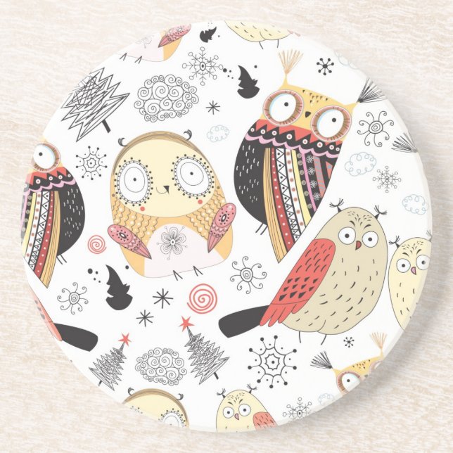 Texture funny owl coaster (Front)