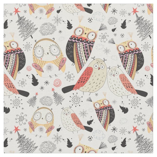 Texture funny owl fabric (Close Up)