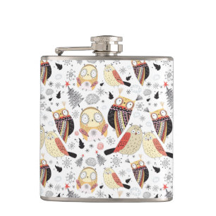 Texture funny owl hip flask