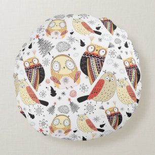 Texture funny owl round pillow